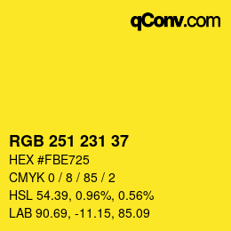 颜色代码: RGB 251 231 37 | qconv.com