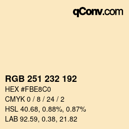 Color code: RGB 251 232 192 | qconv.com