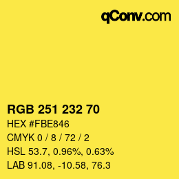 Color code: RGB 251 232 70 | qconv.com