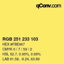 Color code: RGB 251 233 103 | qconv.com