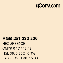 Color code: RGB 251 233 206 | qconv.com