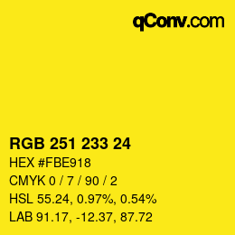 Color code: RGB 251 233 24 | qconv.com