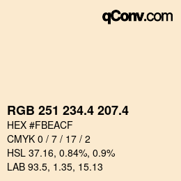 カラーコード: RGB 251 234.4 207.4 | qconv.com