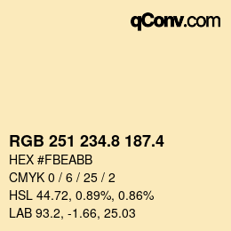 カラーコード: RGB 251 234.8 187.4 | qconv.com