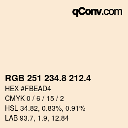 カラーコード: RGB 251 234.8 212.4 | qconv.com