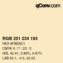 Code couleur: RGB 251 234 193 | qconv.com