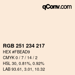カラーコード: RGB 251 234 217 | qconv.com