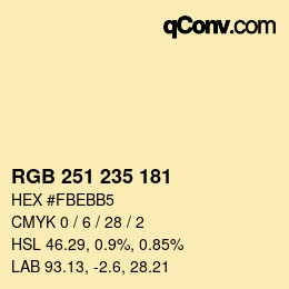 Color code: RGB 251 235 181 | qconv.com