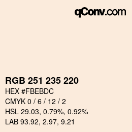 Color code: RGB 251 235 220 | qconv.com