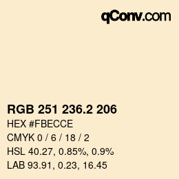 カラーコード: RGB 251 236.2 206 | qconv.com