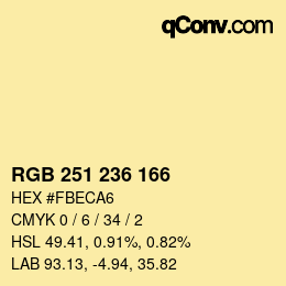 Color code: RGB 251 236 166 | qconv.com