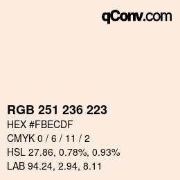 Color code: RGB 251 236 223 | qconv.com