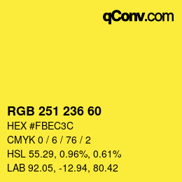 Color code: RGB 251 236 60 | qconv.com