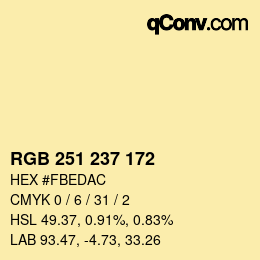 Color code: RGB 251 237 172 | qconv.com