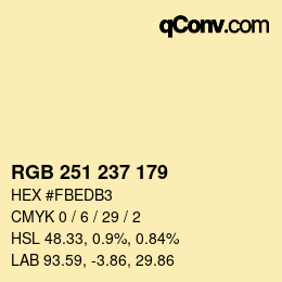 Color code: RGB 251 237 179 | qconv.com