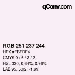 Color code: RGB 251 237 244 | qconv.com