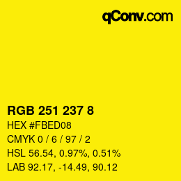 カラーコード: RGB 251 237 8 | qconv.com