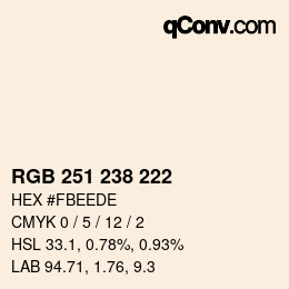 Color code: RGB 251 238 222 | qconv.com