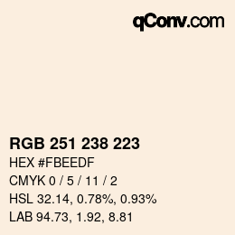 Código de color: RGB 251 238 223 | qconv.com