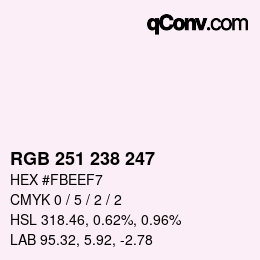 Color code: RGB 251 238 247 | qconv.com