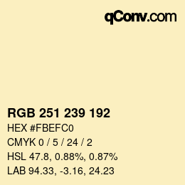 カラーコード: RGB 251 239 192 | qconv.com