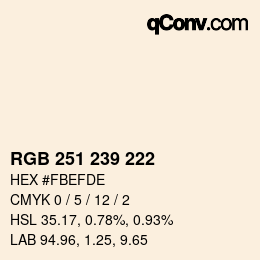 Color code: RGB 251 239 222 | qconv.com