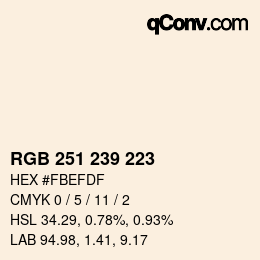 Color code: RGB 251 239 223 | qconv.com