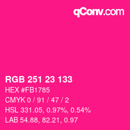 Color code: RGB 251 23 133 | qconv.com