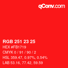 Color code: RGB 251 23 25 | qconv.com