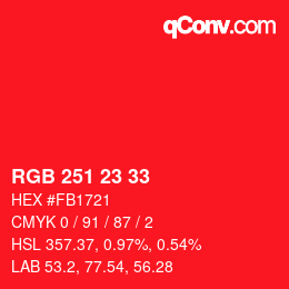Color code: RGB 251 23 33 | qconv.com