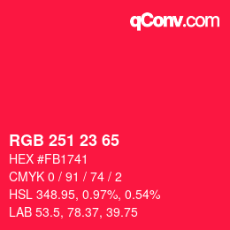 カラーコード: RGB 251 23 65 | qconv.com