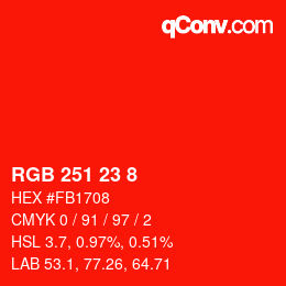 Color code: RGB 251 23 8 | qconv.com