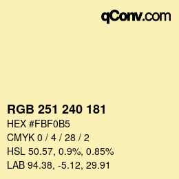 Color code: RGB 251 240 181 | qconv.com