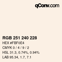 Farbcode: RGB 251 240 228 | qconv.com