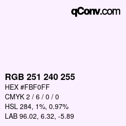 Color code: RGB 251 240 255 | qconv.com
