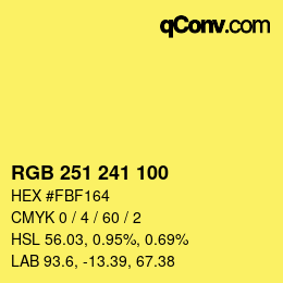 Color code: RGB 251 241 100 | qconv.com