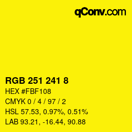 カラーコード: RGB 251 241 8 | qconv.com