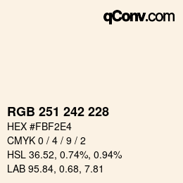 カラーコード: RGB 251 242 228 | qconv.com