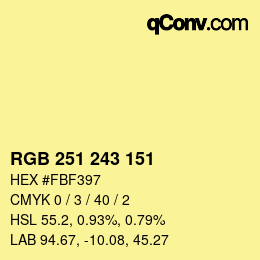 Color code: RGB 251 243 151 | qconv.com