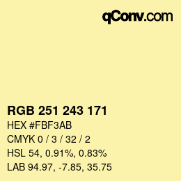 Color code: RGB 251 243 171 | qconv.com