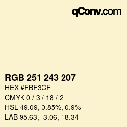 Código de color: RGB 251 243 207 | qconv.com