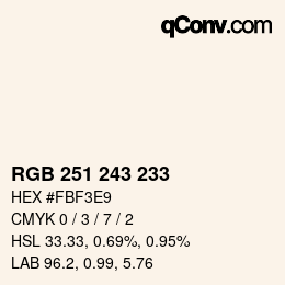 Color code: RGB 251 243 233 | qconv.com