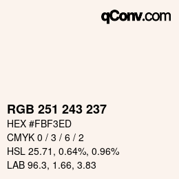 Color code: RGB 251 243 237 | qconv.com