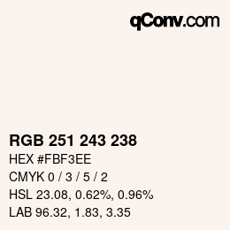 Color code: RGB 251 243 238 | qconv.com