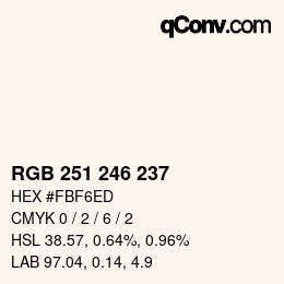 Color code: RGB 251 246 237 | qconv.com