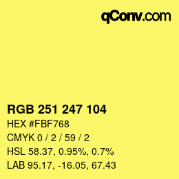 Color code: RGB 251 247 104 | qconv.com