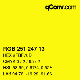 Color code: RGB 251 247 13 | qconv.com