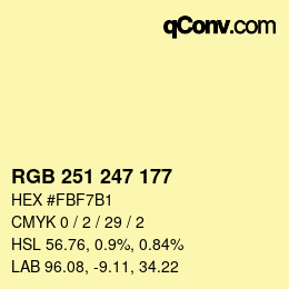 カラーコード: RGB 251 247 177 | qconv.com