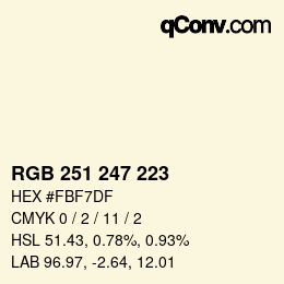 Código de color: RGB 251 247 223 | qconv.com