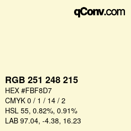 Color code: RGB 251 248 215 | qconv.com